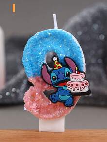 可爱史迪奇主题生日蜡烛，精致0-9数字蜡烛，闪亮卡通生日蜡烛，周年纪念蜡烛，派对装饰小礼物 - 1PC - 查看 13