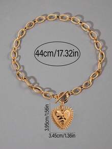 1 chiếc vòng cổ hình trái tim bằng sắt mạ vàng kiểu cổ điển, cá nhân hóa, đơn giản, thích hợp làm quà tặng ngày Valentine. - Nhiều màu - Xem 5