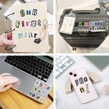 852 Stück/12 Blatt Vintage Magazin Buchstaben Aufkleber, kleine Erpresserbrief Aufkleber, geeignet für Planer, Tagebuch, Notizbuch, Computer, Wasserflasche, DIY Basteleien, Geschenke, Magazin Dekoration usw. - Verschiedenfarbig - Übersicht 5