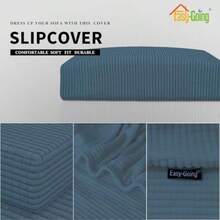 Easy-Going Stretch Cushion Cover Replacement For Individual Cushions Furniture Protector Sofa Seat Flexibility With Elastic Bottom Friendly To Pets Sofa Cushion Bluestone - Sofa Cushion+Camel - View 4