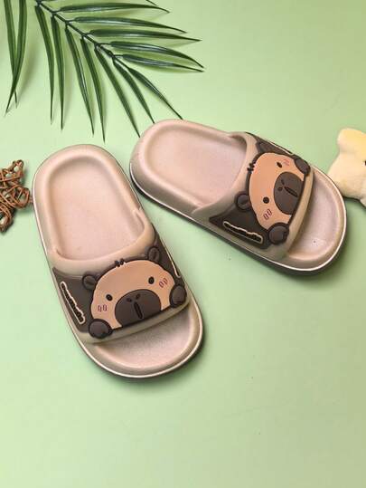 新款可爱水豚儿童人字拖 - 一体式人字拖凉鞋，柔软鞋底舒适耐穿，适合室内外居家穿着