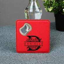 1pc Customized Leather Coaster With Built-In Bottle Opener, Engraved With Couple's Names, Wedding Date Or Personalized Logo, Suitable For Beer, Soda And Other Beverages At Wedding Receptions - Multicolor - View 4