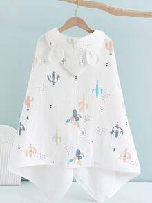 1件婴儿及幼儿柔软连帽棉纱斗篷浴巾，65*135厘米 - 彩色 - 查看 13