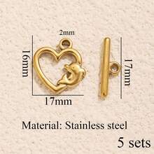 5 أزواج من الخواتم المفتوحة المطلية بالذهب الأصفر عيار 18 قيراط من الفولاذ المقاوم للصدأ بتصميمات قلب/فراشة/زهرة/محفورة، مناسبة لصنع الأساور والقلائد وغيرها من المجوهرات اليدوية، إكسسوارات زخرفية يومية - مشبك OT - مشاهدة 14