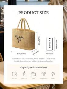 Prada Casual Versatile Tote Bag, Travel Canvas Bag, Storage Pouch - Apricot - View 3