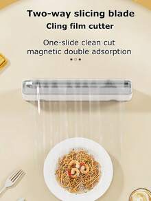 Magnetic Wrap Dispenser With Cutter, Aluminum Foil Dispenser Refillable Food Cling Film Cutter With Cutter Fits 30cm Rolls Easy One-Hand Operation, Wrap... - Multicolor - View 3