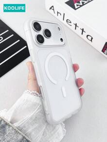 1 pieza Funda magnética para teléfono con tacto de piel Koolife, 2.0mm, PC+TPU, superficie mate, protección elevada para la lente, antideslizante, a prueba de golpes, compatible con iPhone 17/17 Pro/17 Pro Max - Blanco translúcido - Ver 6