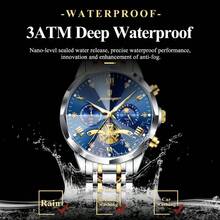 POEDAGAR Luxury Original Men Watch Waterproof Luminous Chronograph Man Wristwatch Stainless Steel Quartz Top Men's Watches Reloj - 金色 - 查看 4