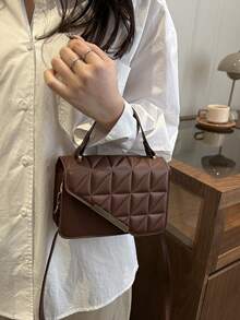 Mini Fashionable Quilted Handbag - Coffee Brown - View 3