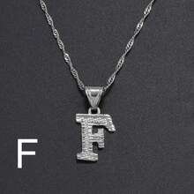 1件银色女士A-Z大写字母吊坠项链，约会、派对、婚礼的奢华珠宝礼物 - 銀色 - 查看 23