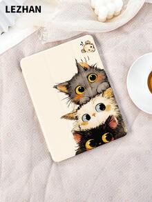 1个可爱卡通猫图案平板电脑保护套，兼容10.2英寸平板电脑，iPad Pro 11英寸（2021/2020/第十代），iPad (A16) 11英寸（第十一代，2025），Galaxy Tab A8 10.5英寸（2022），Matepad 10.4/Tab，带笔槽，防摔，平板电脑支架保护套，浪漫礼物 - 彩色 - 查看 2