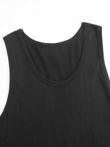 Men's Pure Cotton Tank Top, Slim Fit, Casual Street Style, A Must-Have Item For Everyday Wear And The Gym. - 黑色 - 查看 2