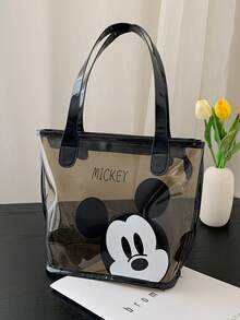 Mickey Mouse Transparent Handbag - Elegant Black Edged Women's Shoulder Bag - Fashionable Transparent Tote, Suitable For Daily Commute And Shopping - Minimalist Mickey Design - Stylish Large Capacity Travel Organizer - Multicolor - View 9