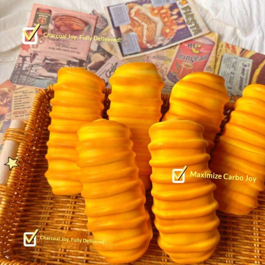 逼真面包慢回弹玩具，柔软可捏的食物减压玩具，缓解手指压力，舒缓情绪，生日、节日礼物，完美礼物 - 彩色 - 查看 1