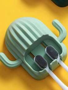1pc Minimalist Multi-Function Cactus Toothbrush Holder, Wall-Mounted Toothbrush & Rinse Cup Storage Rack, Practical - Multicolor - View 1