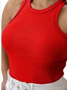 Women's Basic And Essential Tank Top For Summer And Carnival - 紅色 - 查看 2