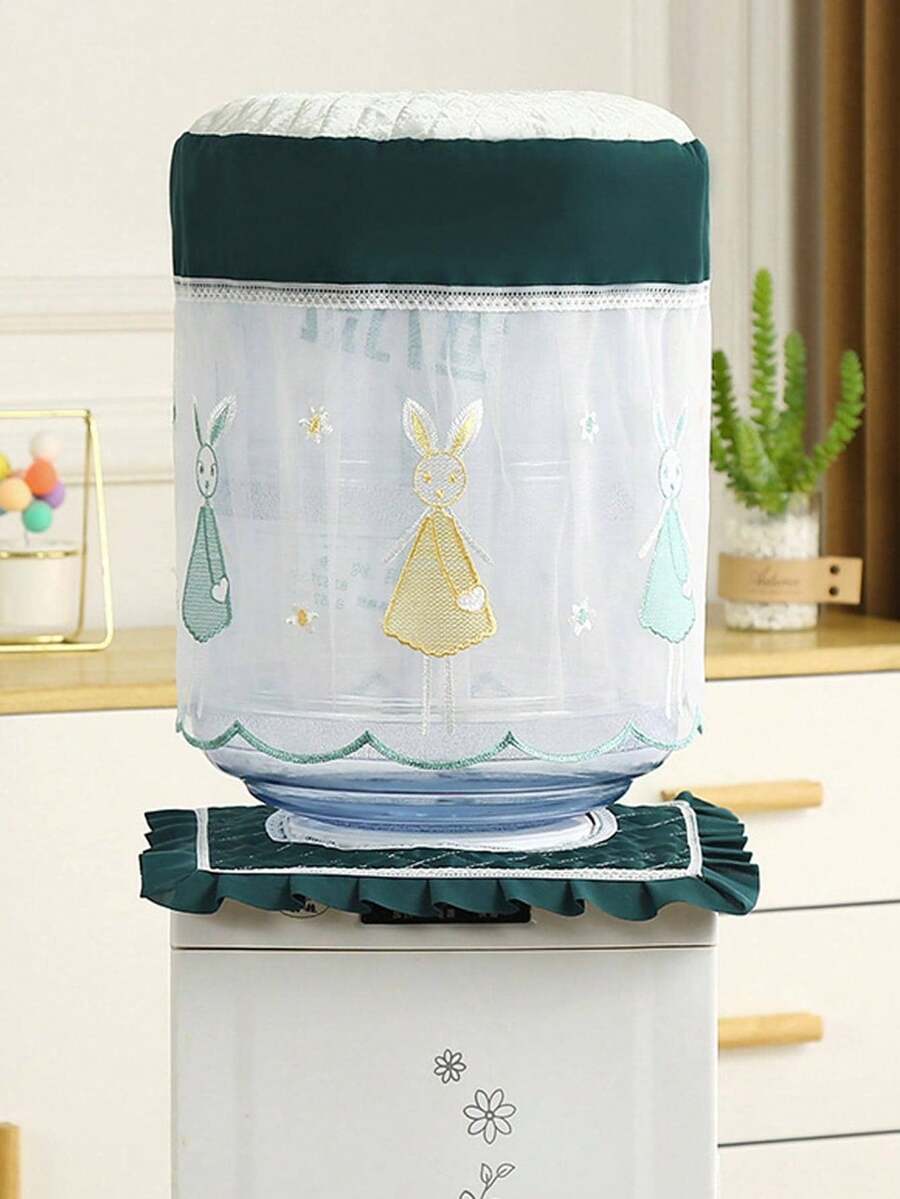 2pcs/Set Lace Embroidered Water Dispenser Dust Cover, Living Room Water Cooler Protective Cover Fabric Set - Multicolor - View 1