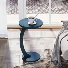 COZAYH C Shaped Round End Table For Couch Small Place, Space Saver Side Table For Sofa, Living Room, Bedside Area, Coffee And Eating Snack Tray - 藍色 - 查看 2