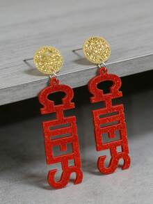 1 par de pendientes acrílicos con letra de chef de moda - carta - Ver 7