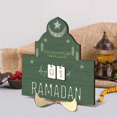 Phiên bản giới hạn Ramadan: 1 bộ lịch đếm ngược Ramadan bằng gỗ và lịch đếm ngày lễ Hồi giáo - Lịch theo dõi Hồi giáo bằng gỗ với trang trí Eid Al-Fitr, thích hợp làm quà tặng gia đình trong tháng Ramadan, trang trí bàn tiệc tại nhà thờ Hồi giáo.