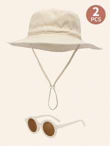 一套婴儿防晒帽和时尚眼镜，透气速干沙滩及日常遮阳帽 - 漁夫帽+眼鏡 - 查看 12