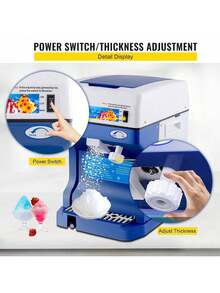 110V Electric Shaved Ice Machine 250W Snow Cone Maker Tabletop With Adjustable Ice Texture, Ice Shaving Machine 265LBs/Hr For Home And Commerical Use - 藍色 - 查看 5