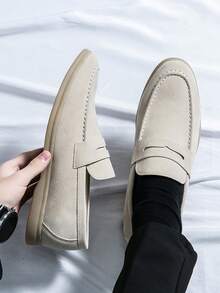 [Salkin]复古设计师男士便鞋，平价奢华，适合现代生活。麂皮柔软舒适，莫卡辛风格，优雅绅士社交皮鞋，简约商务正装鞋，男士日常办公派对婚礼鞋，情侣约会，浪漫晚餐，节日礼物，休闲鞋，返校学生鞋，学院风日常通勤鞋，建议选择大一码。 - 米色 - 查看 7