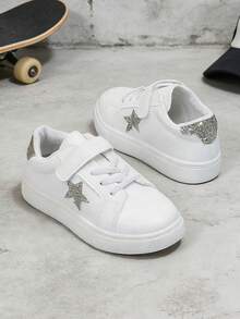 儿童新款星形滑板鞋，女童时尚休闲运动鞋，透气运动鞋 - 白色 - 查看 2