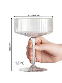 10 Oz (Approx. 283.5g) Ribbed Sports Car Shaped Martini And Cocktail Glass Set, Suitable For Wine, Champagne, Parties And Home - Transparent - View 13