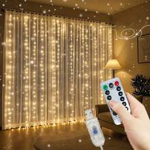 8-Function Remote Control USB Powered LED Curtain Lights, Decorative Lighting For Indoor Decoration, Home Kitchen, Party, Backdrop, Birthday, Holiday, Wedding, Garden, DIY, Bedroom, Living Room, Valentine's Day, Outdoor Camping - USB Curtain Light String - View 11