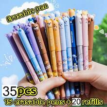 35pcs Animal Erasable Gel Pen Set, Includes 15 Pens + 20 Refills, Assorted Animal Designs, Suitable For Students, Back To School Gift - Sets - View 7