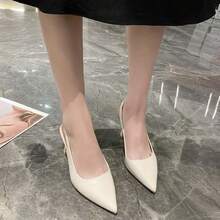 Giày sandal cao gót mũi nhọn thanh lịch dành cho nữ, kiểu dáng mảnh mai, phù hợp với váy cưới và đi làm. - Màu be - Xem 5