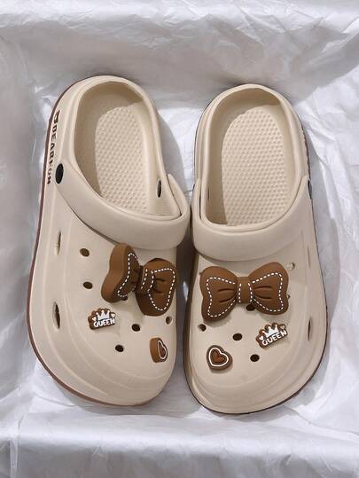 Women's Casual Breathable Hollow Out Sandals With Bowknot Decor, Lightweight Flat Beach Slippers, Suitable For Outdoor/Indoor, Multiple Colors Available