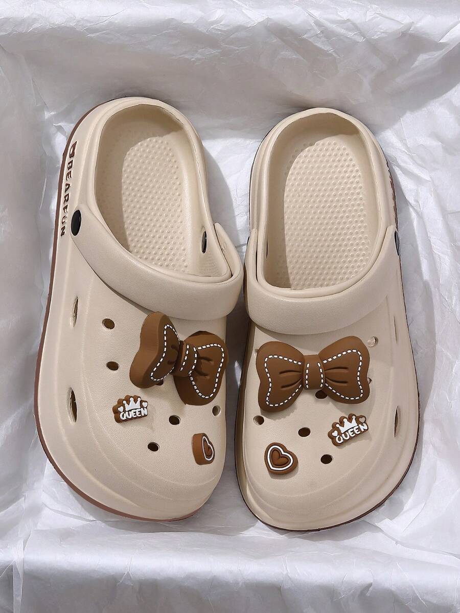 女士休闲透气镂空凉鞋，蝴蝶结装饰，轻便平底沙滩拖鞋，适合户外/室内，多种颜色可选