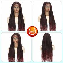 More Beautiful 360° HD Full Lace Knotless Braided Wigs For Women Box Braid Wig With Baby Hair Premium Synthetic Braided Lace Front Wigs Natural Black(Ombre Burgundy) - T1B/BUG - 查看 7