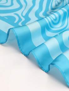 1件女士优雅几何图案印花丝巾，缎面领巾，发饰，情人节礼物 - 藍色 - 查看 5