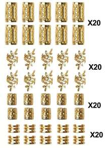 80/40 Stück gemischtes Set in Goldfarbe für Dreadlocks Zubehör, personalisierte Straßenparty geflochtene Haarclips, Sommer Haardekoration, Perücken Zubehör, Haarstyling Tools, Beauty Accessoires, Lockenzubehör, Haare, Haarschmuck Damen, Haarstyling Tools, Haarpflegeprodukte, Haarpflegeprodukte, Geschenke, Reisen, Geschenke für Frauen, Valentinstag Haarschmuck - Verschiedenfarbig - Übersicht 8