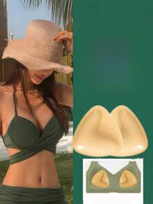 2 Pairs Breathable Silicone Triangle Adhesive Bra, Double-Sided Sticky, Invisible Nipple Covers - Multicolor - View 2