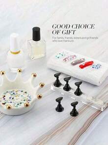 Nail Stand For Press On Nails Display, Magnetic Fake Nails Holder For Painting Nails Practices, Beginner Acrylic Nail Art Kit Accessories, Nail Salon Equipment And Decor,Nail Supplies,Nail Tools,Nail Art Tools,Back To School,Nails,Nail Tools For Press On Nails - màu đen - Xem 6
