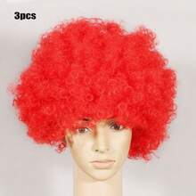 色彩鲜艳的蓬松非洲假发 - 彩色小丑派对服装假发 - 多色假发，适用于派对、节日、7色小丑假发、趣味小丑假发、新年服装、男女通用派对用品、粉丝和主题活动、弹性网帽，非常适合角色扮演和节日派对、节日假发、卷发造型、假发配件、假发饰品、圆形卷发道具、粉丝发型、非洲假发 - 彩色 - 查看 29