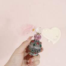 1 szt. 15 ml, okrągła, szklana butelka na perfumy/olejki eteryczne ze szkła zdobionego kryształkami, piękna, okrągła, emaliowana, wielokrotnego użytku, wysokiej klasy butelka do aromaterapii, kryształowa butelka, butelka do aromaterapii w stylu bliskowschodnim z możliwością ponownego napełnienia - 1PC - Zobacz 7