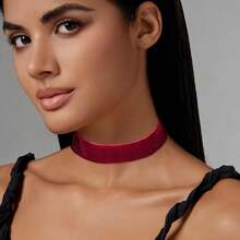 12pcs 1 Inch Width Wine  Chokers Vintage Necklace For Women With Extension (XL-1019-2) - 2.54公分-12個-有捲邊 - 查看 7