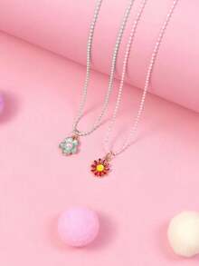 4件套花朵蝴蝶串珠项链套装，生日和节日送给女孩的绝佳礼物 - 均碼 - 查看 4