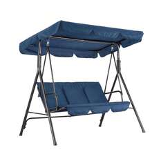 Azul Columpio de Jardín de 3 Plazas con Dosel Ajustable, para Jardín y Patio - 3 asientos - Ver 7
