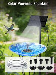 3.5瓦太阳能喷泉水泵，升级版DIY太阳能喷泉，配备4.9英尺水管水泵和16个喷嘴，可喷洒优雅的水景，适用于鸟浴、花园装饰、宠物饮水和池塘。 - 黑色 - 查看 7