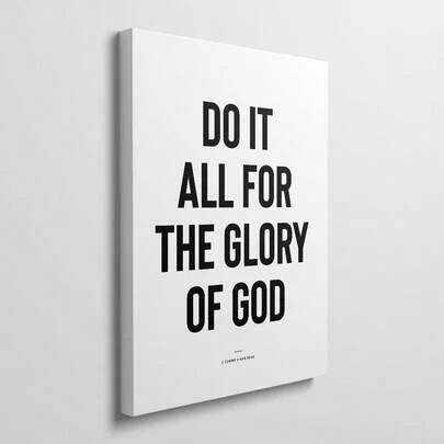 1pc Framed/Unframed Do It All For The Glory Of God Bible Verse Canvas Poster Christian Motivational Quote Scripture Wall Art Print Minimalist Nursery Painting For Kids Room,Playroom,Living Room,Bedroom,Modern Home Decoration
