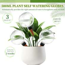 2pcs Automatic Watering Glass Balls, 17.5oz Indoor Plant Plastic Water Globes With Slow Release Top Fill Watering System, Watering Spike - Transparent - View 4