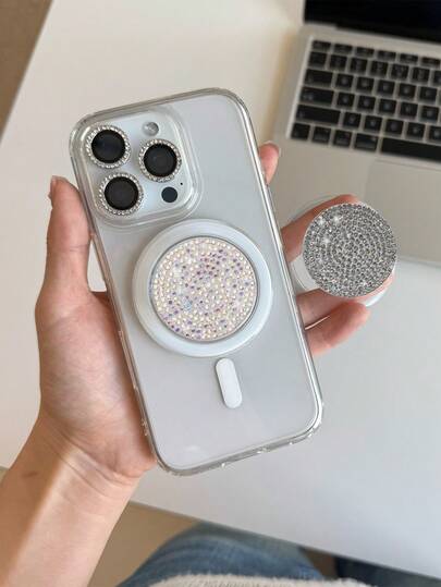 1 pieza Soporte magnético para teléfono móvil con brillantes rhinestones, soporte plegable y retráctil para teléfono móvil compatible con iPhone y Android, accesorio de teléfono móvil, regalo de cumpleaños para familia y amigos