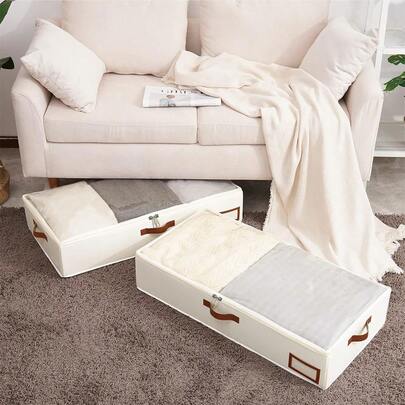 1 Multi-Functional Folding Under-Bed Storage Box, Large Capacity Portable Storage Bag, Stand-Alone, Weatherproof, Space-Saving Bedroom And Bathroom Storage - Foldable Storage, Lightweight, Folding Wall Cabinet Storage Box, Suitable For Storing Blankets, Towels, Quilts, Sweaters, Pillows, Linen Sheets And Wrapping Paper