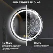 zxxEspeo de baño circular de 60  con iluminacion LEDfuncion inteligente antivao 3 austes de temperatura de color austab funcionamiento con control il adecuado para baños y dormitosEspejo del baño - espejos con luz led para bao - Ver 3
